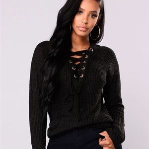 Love Tree Lace Up Sweater